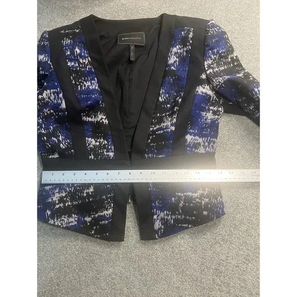Women's BCBG Black, Blue‎ And Gray Printed Keeley Long Sleeve Blazer Medium - Picture 6 of 8